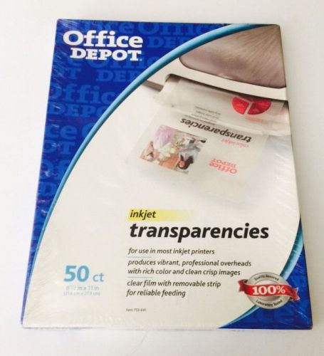 Office Depot Color Inkjet Printer Transparencies 50 CT NEW! 8.5&#039;&#039;x 11&#039;&#039; #753-641