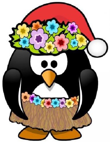 30 Custom Christmas Hula Penguin Personalized Address Labels