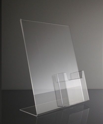 Clear acrylic 8.5x11 sign holder display with tri fold brochure holder