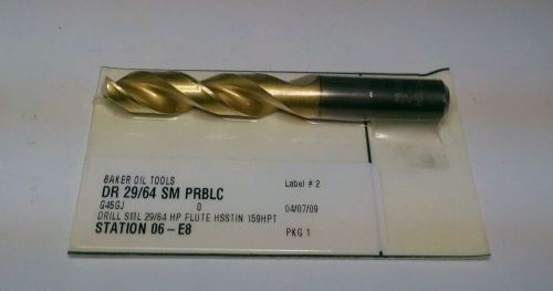 29/64&#034; TiN Coated Drill 130° Point ,Stub Length, HSS