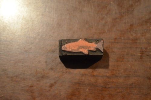Vintage Letterpress Copper Fish Wood Cut Printing Block