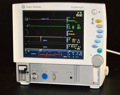 GE DATEX-OHMEDA CARDIOCAP 5 ANESTHESIA 5 AGENT GAS MONITOR, RECENTLY CALIBRATED