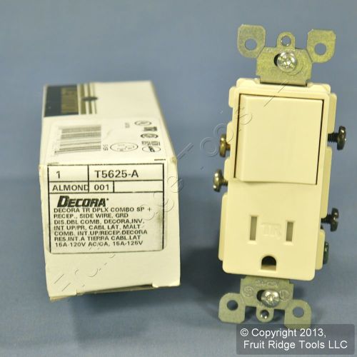 Leviton Almond TAMPER RESISTANT Decora Rocker Switch &amp; Receptacle T5625-A Boxed