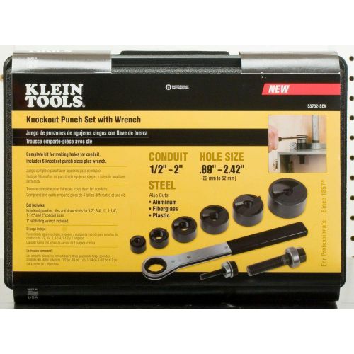 NEW Klein Tools 53732SEN Knockout Punch with Wrench 9-Piece Set
