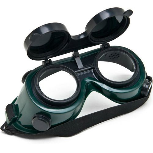 Welding solder goggles w/ flip up darkened cutting grinding safety glasses green for sale