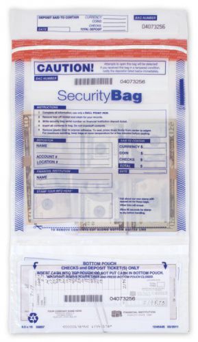 Dual Pocket  Clear Security Deposit Bag With Unique Serial Numbers 53857