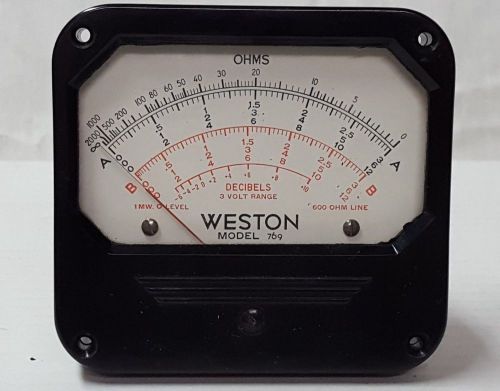 VINTAGE WESTON MODEL 769 OHMS DECIBELS PANEL METER NICE CONDITION !!!