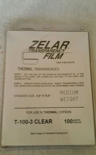 Zelar Transparency FILM Thermal Transparencies Standard size 8.5 x 10.5  100 pcs