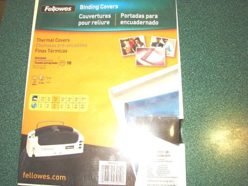 Fellowes thermal binding presentation covers  1/4 inch 60 sheets black 10 pk ... for sale