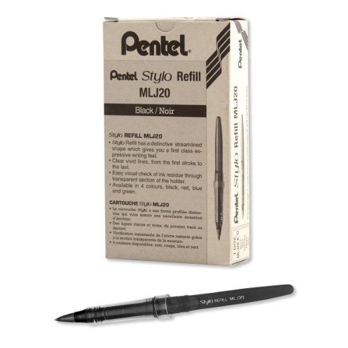 Pentel arts tradio stylo sketch pen refills, black, box of 12 (mlj20-a) for sale