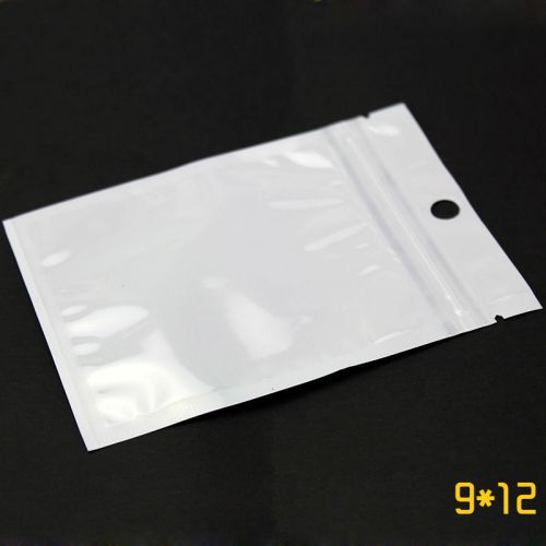 100pcs 9x12cm White Top Feed Pearl film Ziplock Bags Food Pouches 6Mil