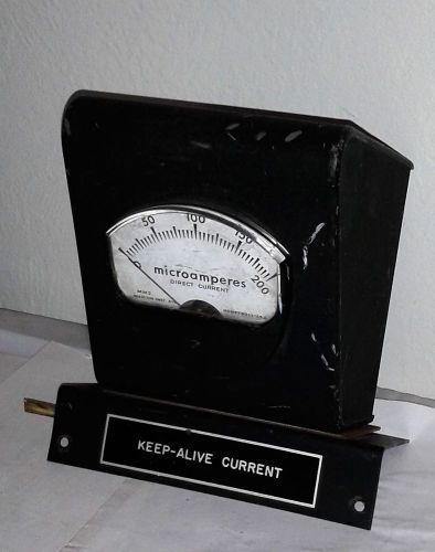 Vintage Metal Curved Box Frame w/ Honeywell Meter Microampers DC Current 0-200