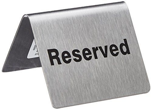 TableCraft Products B9&#034;Reserved&#034; Sign, Stainless Steel Table Tent, 4.75&#034; x