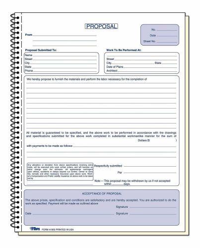 TOPS Spiralbound Proposal Form Book 2-Part Carbonless 2-Part 11 x 7-7/8 Inche...