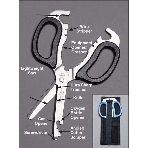 EMI 8002 Blue Stainless Steel Multi Purpose Rescue Shears With Holder 8&#034;