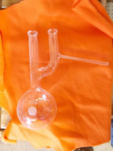 Vtg 1/2 liter ltr 500 ml pyrex claisen lab glass distilling flask adapter engler for sale