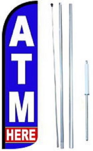 Atm here windless  swooper flag with complete hybrid pole set for sale