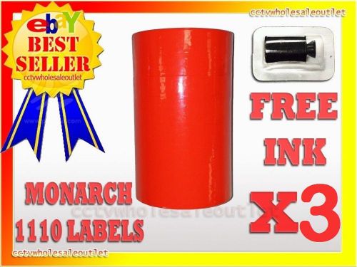 3 SLEEVES FLUORESCENT RED LABEL FOR MONARCH 1110 PRICING GUN 3 SLEEVES=48ROLLS