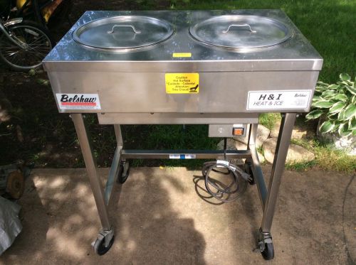 Belshaw donut icer glazing heat &amp; ice table cart h&amp;i-2 new bowls for sale