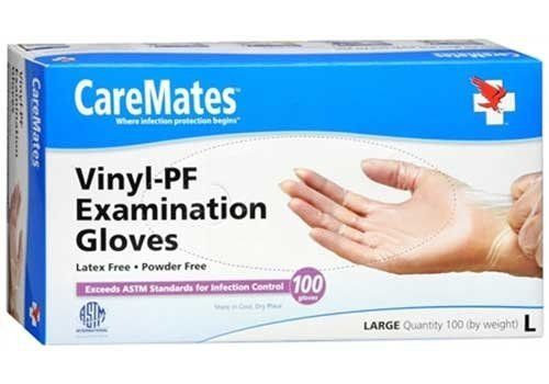 Caremates vinyl-pf examination gloves, large, 100ct 715912104332a707 for sale