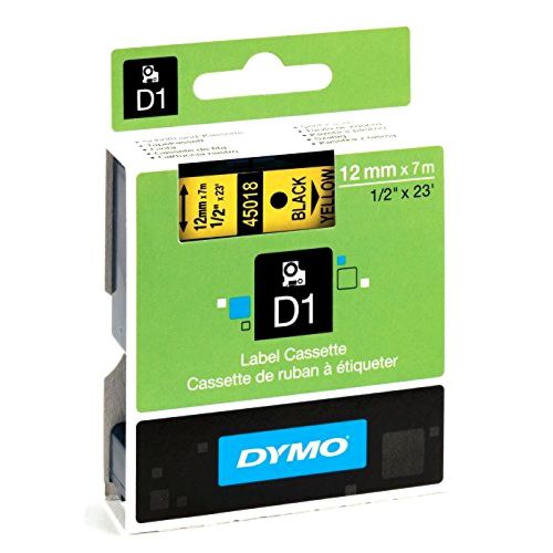 DYMO Standard D1 Self-Adhesive Polyester Tape for Label Makers, 1/2-inch, Black