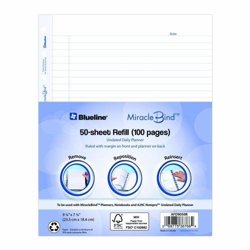 Blueline 9.25 x 7.25 Inches MiracleBind Project Planner Refill Sheets, 50 Sheets
