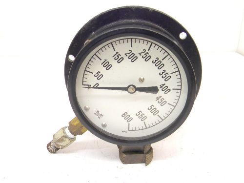 Vintage marshalltown mfg. iowa pressure gage 0-600 psi face dia. 4.75&#034; for sale