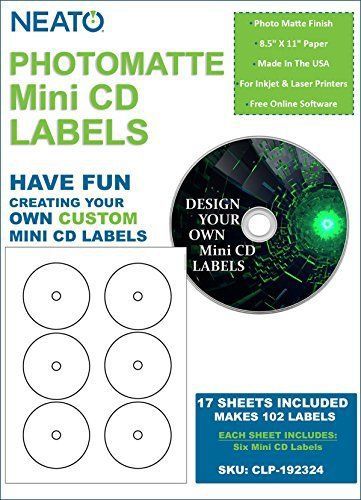 Genuine Neato - PhotoMatte Mini CD Labels CLP-192324 - 6 Labels per Sheet - 17