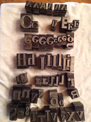 50 + Lot VTG Metal Alloy printer blocks alphabet letters   Industrial Steampunk