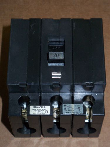 Square d ehb 3 pole 20 amp 480y/277v ehb34020 circuit breaker ehb4 flaw for sale