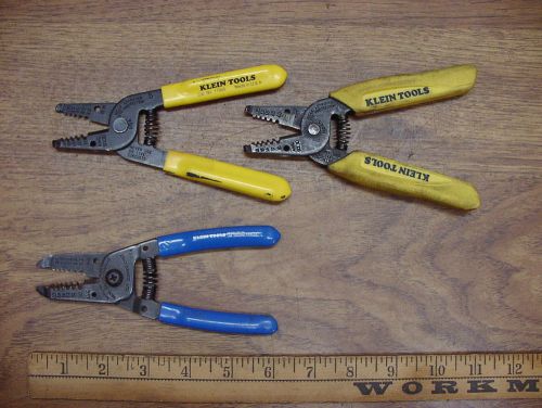 3 Klein Wire Strippers,No.1011 &amp; {2} No.11045,Excellent Operating Condition