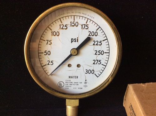 Ameter no. p1590 brass 3-1/2&#034; 300 psi water pressure gauge for fire protection for sale