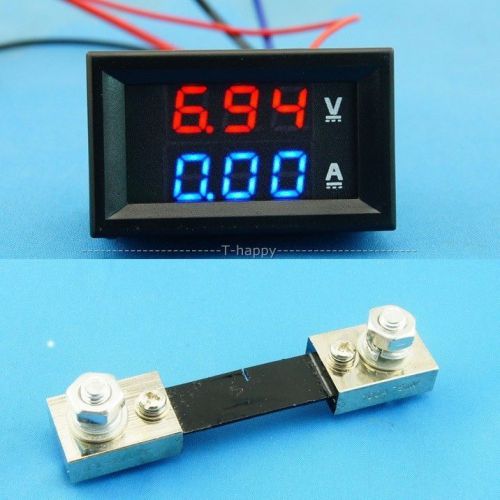 Dc 0-300v 100a voltage current meter digital led volt  ammeter + shunt  12v 24v for sale