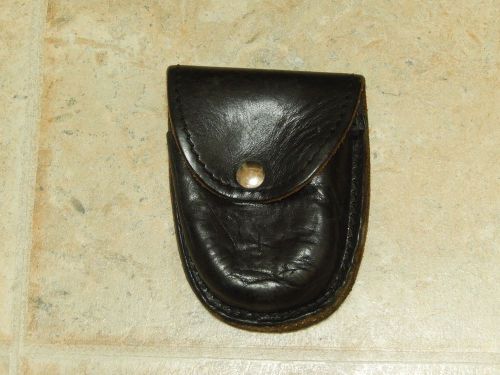 Boston Leather # 5514 Black Handcuff Case Rounded Bottom Snap Closure 