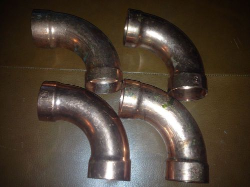 2&#034; dwv 90 elbow, long radius, wrot copper lot of 4 for sale