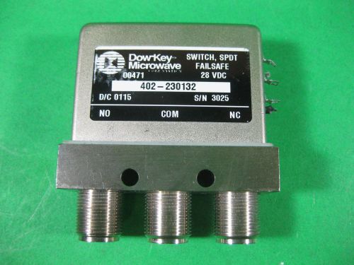 Dow-Key Microwave Switch, SPDT Fail Safe 28VDC -- 402-230132 -- Used