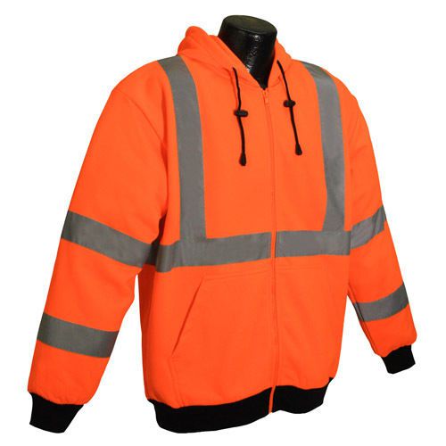 Radians SJ01-3ZOS High Visibility Class 3 Long Sleeve Hooded Sweatshirt Orange