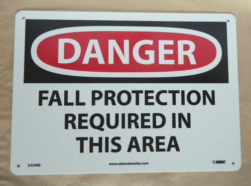 Danger fall protection required 10&#034; x 14&#034; rigid plastic safety sign for sale