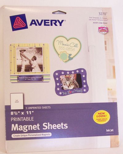 Avery Printable Magnet Sheets #3270 8-1/2&#034; x 11&#034; 5 Sheets