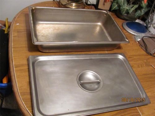 1 COMMERCIAL VOLLRATH STAINLESS STEAM TABLE SUPER PAN  FULL X 4&#034;DEEP+1 LID-GUC