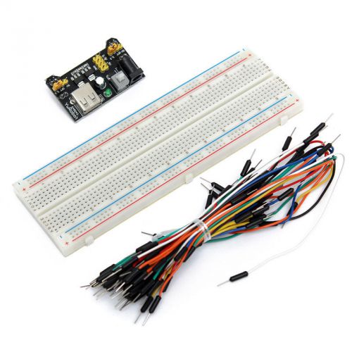 3.3V 5V MB102 Power Supply Module+Breadboard Board 830 Point+65PCS Jumper cable