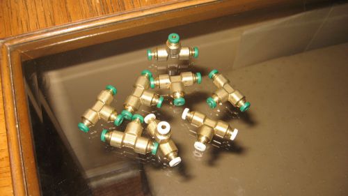 New lot of 8 parker brass  union tee 1/8&#034; prestolok tube fittings. for sale