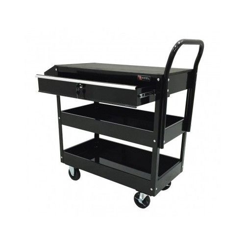 Rolling tool cart steel black drawer storage garage shop work toolbox tray chest for sale
