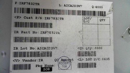 25-pcs n-channel 30v 20a ir irf7832tr 7832 for sale