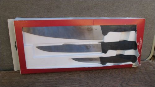 Brand new forschner victorinox fibrox 3-piece chef knife set w/original gift box for sale