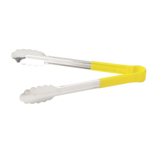 Winco UTPH-9Y 9&#034; Utility Tongs with Yellow Polypropylene Handle