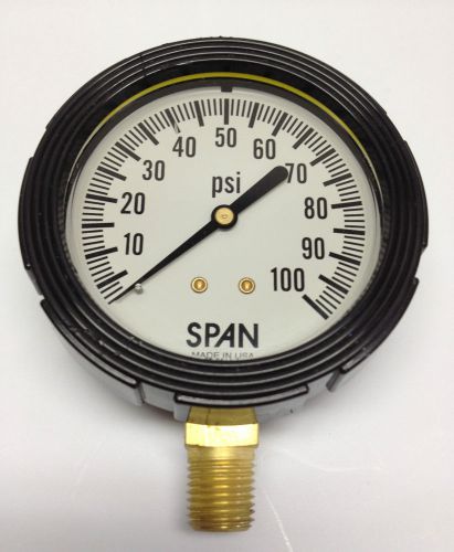 Span 2.5” brass pressure gauge 0-100 psi bottom 1/4&#034; npt for sale