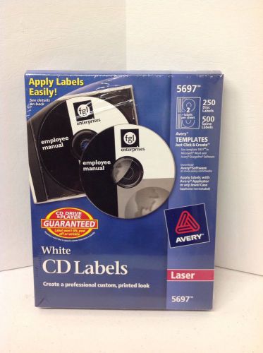 5 Boxes Avery 5697 White CD/DVD &amp; Jewel Case Spine Labels 250 Disc 500 Spine