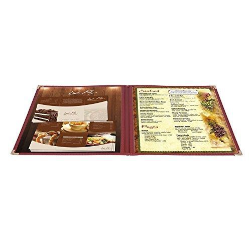 30 Pack Deli Food Menu Cover 8.5x11 2 Page 4 View Fold Restaurant Cafe Burgundy