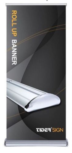 Double step retractable banner stand +2x free custom print, 33“ x 79“ for sale